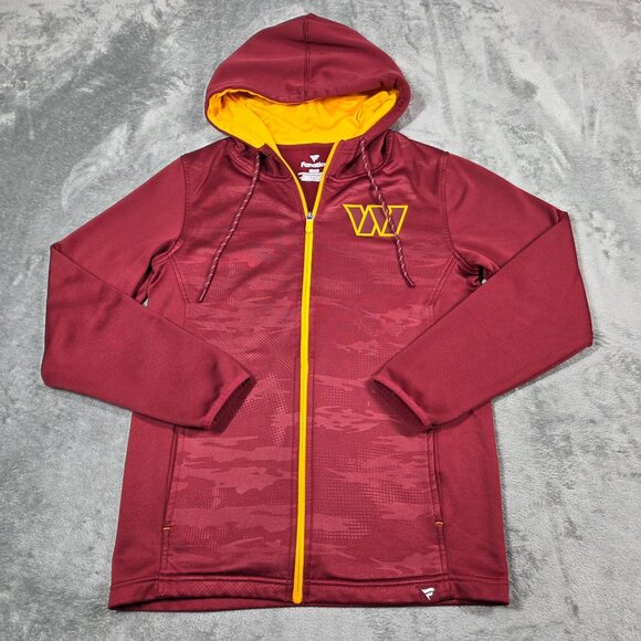 Washington Commanders Jacket Mens Small Burgundy Full Zip Fleece Hooded Fanatics - Picture 1 of 9